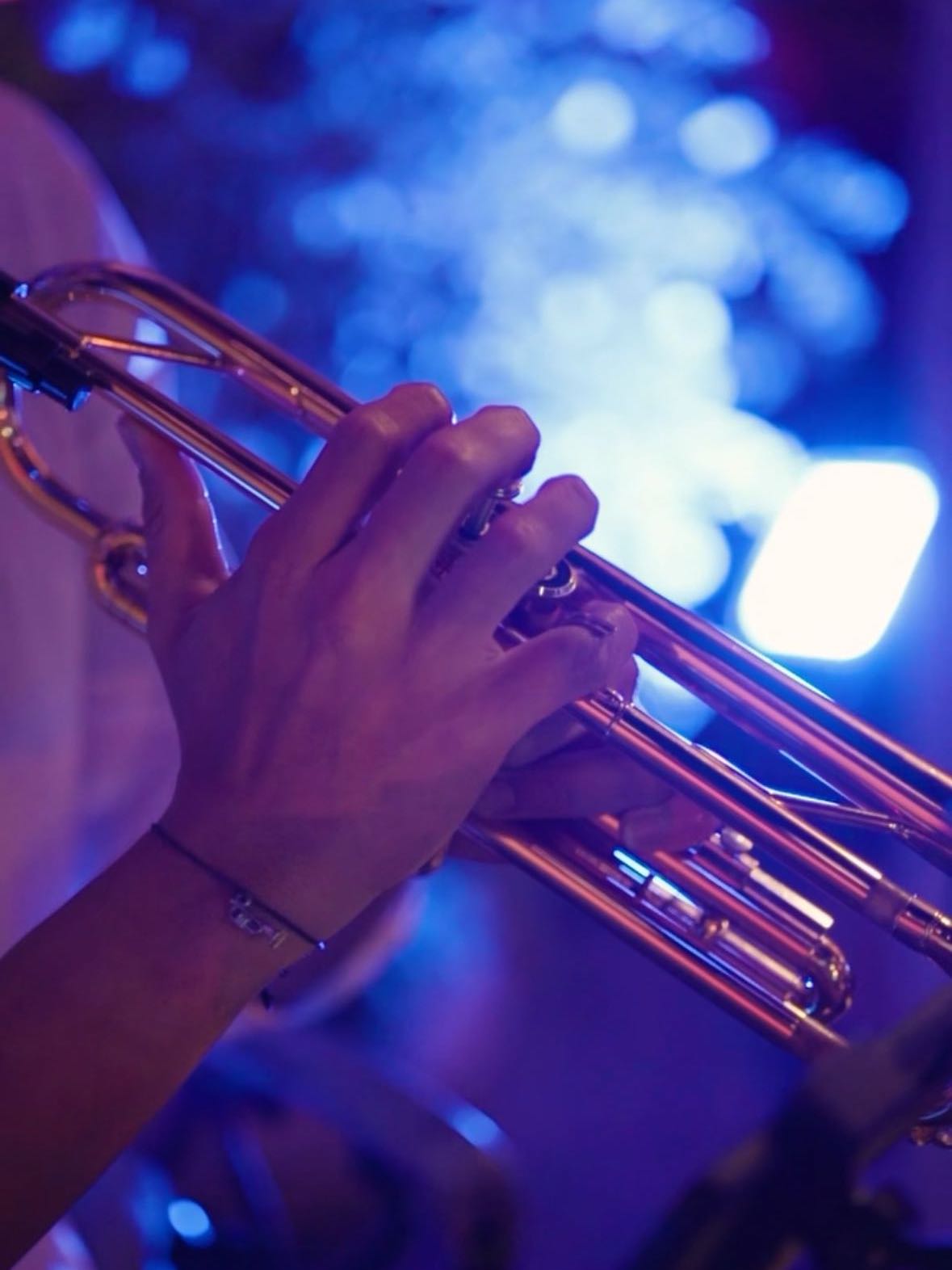 Close-up of trumpet during performance