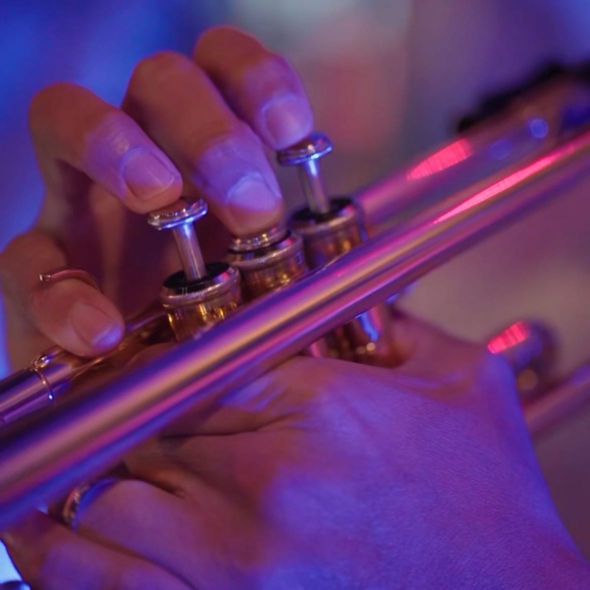 Close-up of trumpet valves